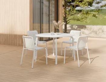 Roku Diningtable 120d Chair White Residential