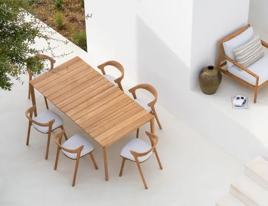 Bok Outdoor Dining Table Oak Natural Bok Outdoor Chair Fabric