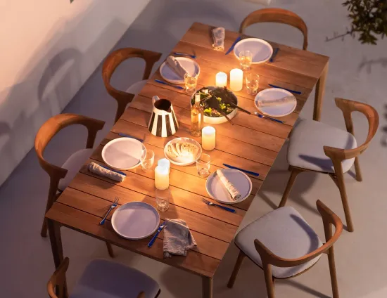Bok Outdoor Dining Table Oak Natural Bok Outdoor Chair Fabric
