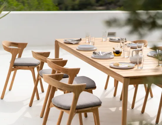 Bok Outdoor Dining Table Oak Natural Bok Outdoor Chair Fabric