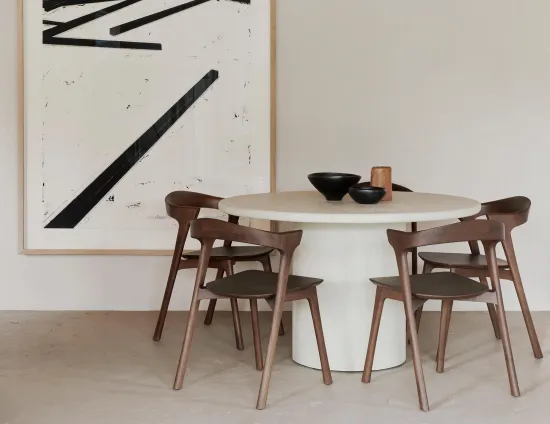 Ethnicraft Elements Dining Table 125cm Bok Dining Chair Brown