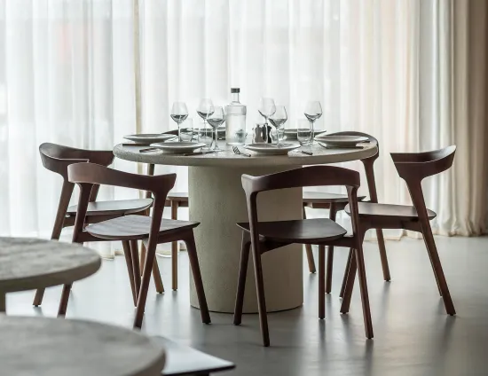 Ethnicraft Elements Dining Table 125cm Bok Dining Chair Brown