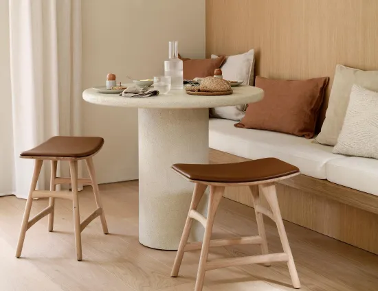 Ethnicraft Elements Dining Table 90cm Osso Stool