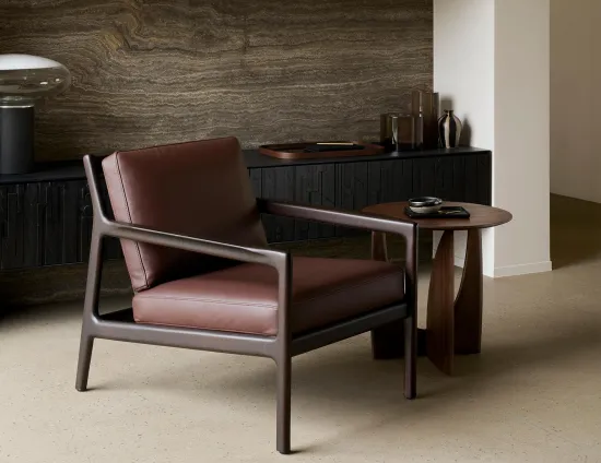 Ethnicraft Geometric Side Table Teak Dark Brown