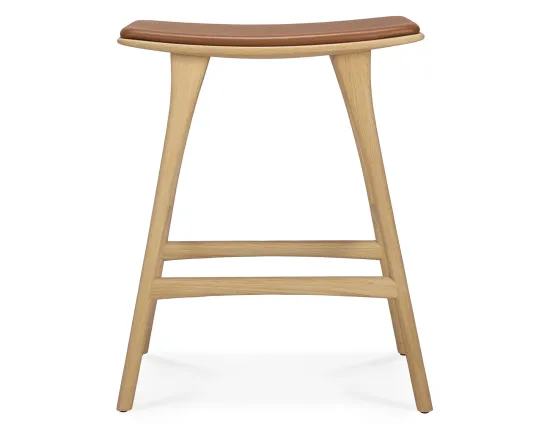 Ethnicraft Osso Counter Stool Oak Natural Cognac Leather