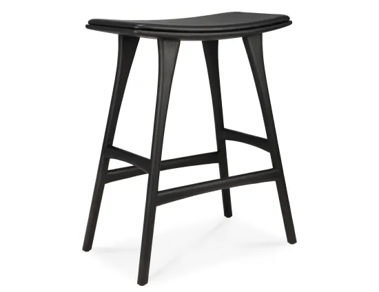 Ethnicraft Osso Counter Stool Oak Black Black Leather