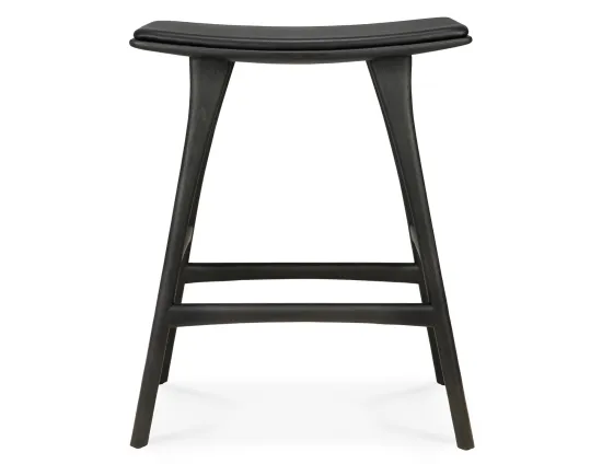 Ethnicraft Osso Counter Stool Oak Black Black Leather