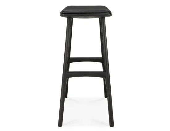 Ethnicraft Osso Counter Stool Oak Black Black Leather