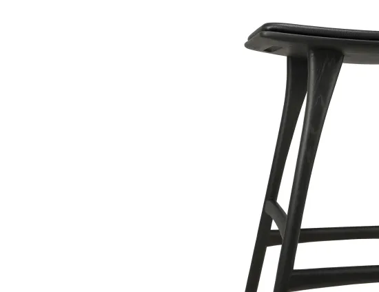Ethnicraft Osso Counter Stool Oak Black Black Leather