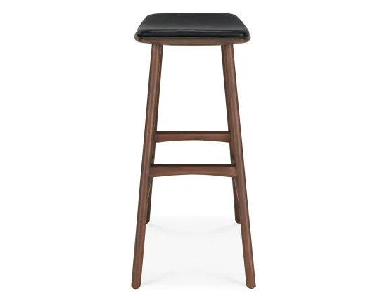 Ethnicraft Osso Counter Stool Teak Brown Black Leather