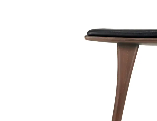 Ethnicraft Osso Counter Stool Teak Brown Black Leather