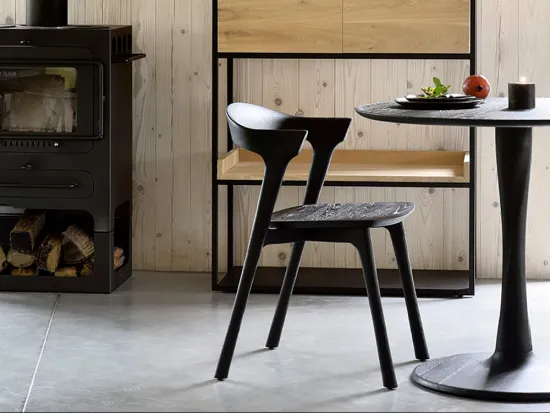 Ethnicraft Torsion Dining Table 90cm Bok Chair Black