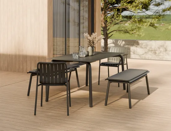 Roku Diningtable 160 Bench Pad Charcoal Charcoal Residential
