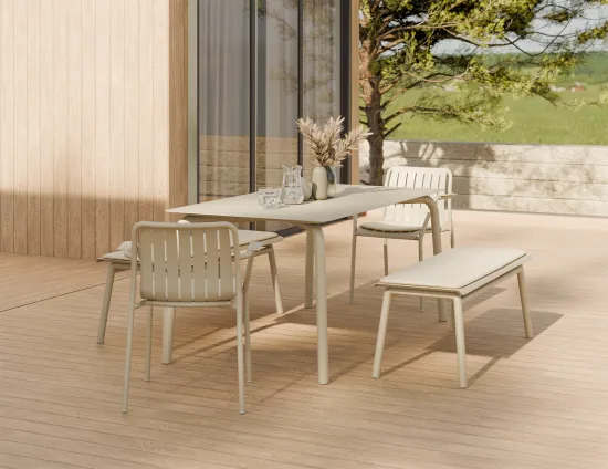Roku Diningtable 160 Bench Pad Latte Husk Residential
