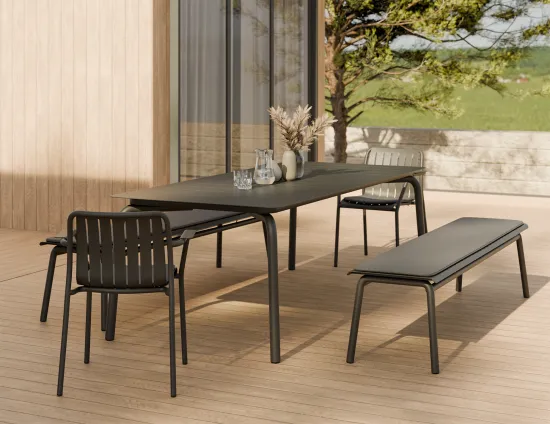 Roku Diningtable 240 Bench Pad Charcoal Charcoal Residential
