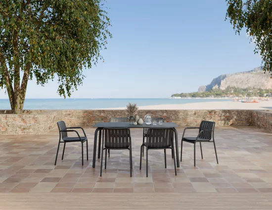 Roku Diningtable Basalt 160 Chairs Pad Charcoal Charcoal Residential