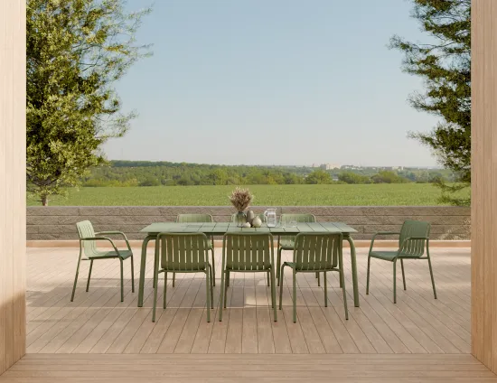 Roku Diningtable 240 Chair Green Residential