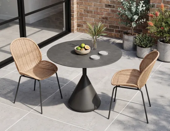 Ceramic Kora Table Round Charcoal
