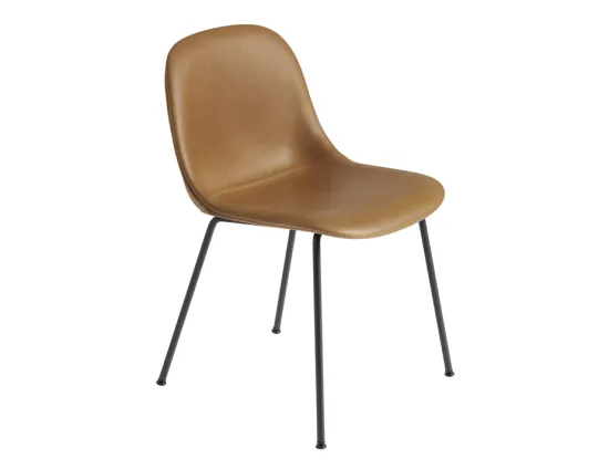 Fiber Chair Upholstered Cognac Leather