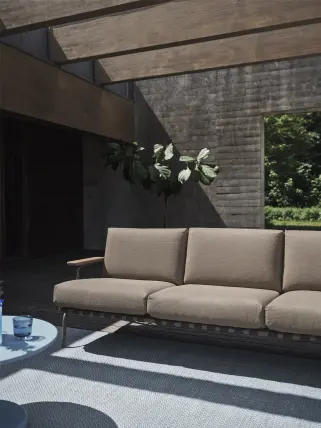 Settle Sofa 3 Ribbed Weave 5 Taupe Ply Rug Recycled Polyester Light Blue Muuto Org
