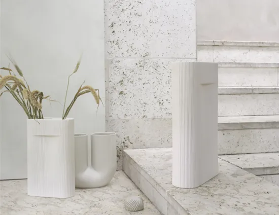 Off White Ridge Vase