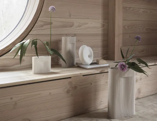 Ridge Vase Beige