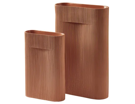 Terracotta Ridge Vase
