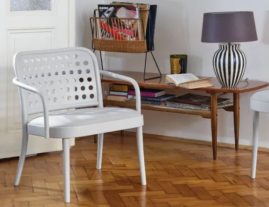 822 Lounge Armchair Pigment Padded Insitu