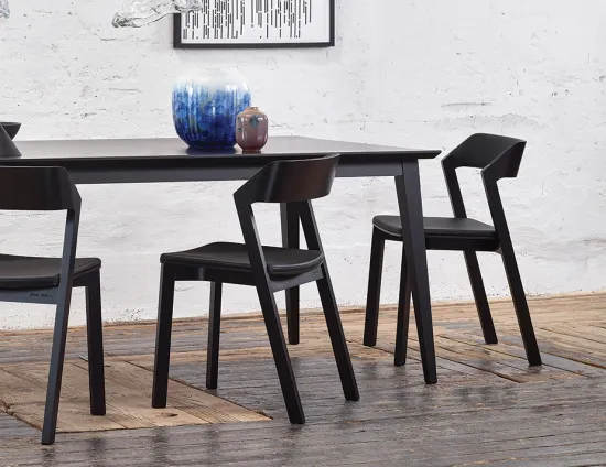 TON Black Merano Dining Chair with Padded Seat & Back