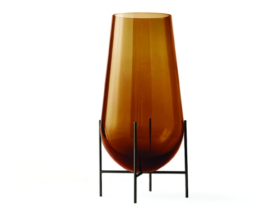 Echasse Vase 0008 4795929 Hasse Vase Small Amber Glass Bronze Brass