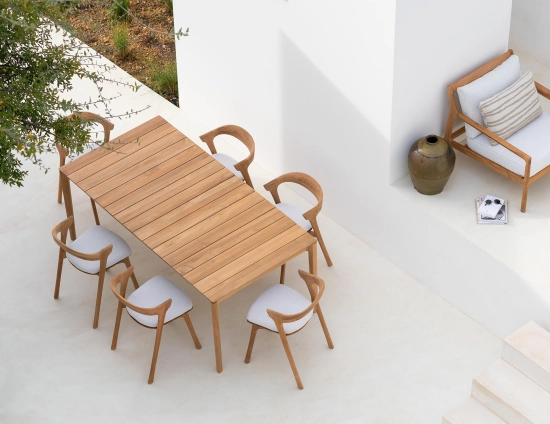 Bok Outdoor Dining Table Oak Natural Bok Outdoor Chair Fabric