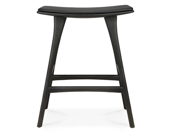 Ethnicraft Osso Counter Stool Oak Black Black Leather