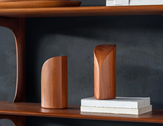 Ethnicraft Pi Bookends Mahogany Natural