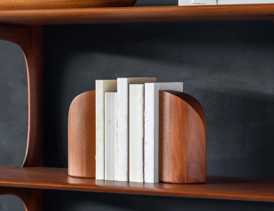 Ethnicraft Pi Bookends Mahogany Natural