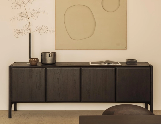 Ethnicraft Pi Sideboard Teak Dark Brown 4 Doors