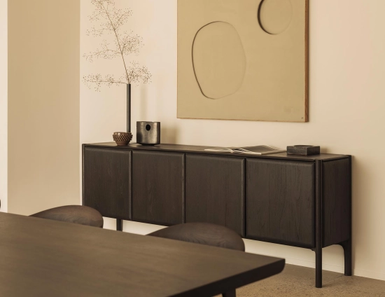 Ethnicraft Pi Sideboard Teak Dark Brown 4 Doors