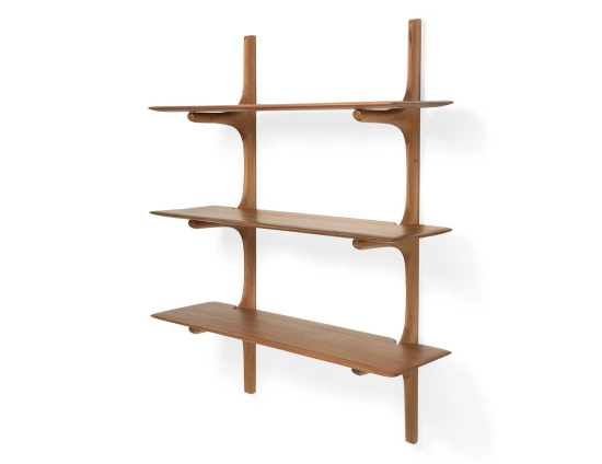 Ethnicraft Pi Wall Shelf Mahogany Natural 3 Shelf