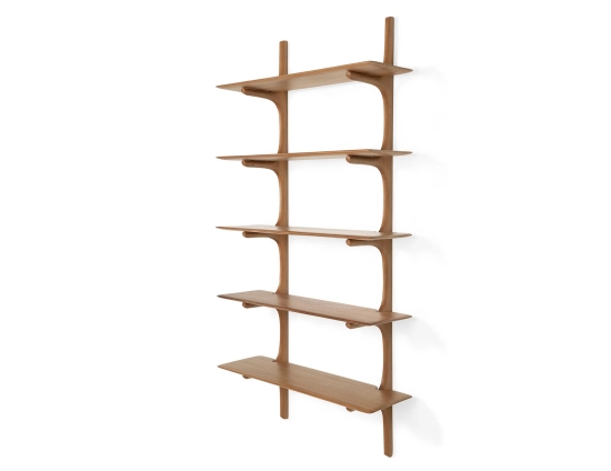Ethnicraft Pi Wall Shelf Mahogany Natural 5 Shelf