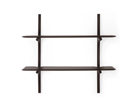 Ethnicraft Wall Shelf Mahogany Dark Brown 2 Shelf
