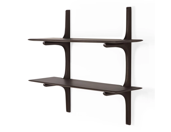 Ethnicraft Wall Shelf Mahogany Dark Brown 2 Shelf