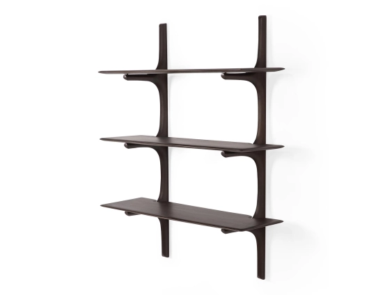 Ethnicraft Wall Shelf Mahogany Dark Brown 3 Shelf