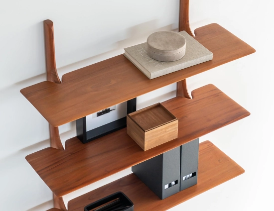 Ethnicraft Pi Wall Shelf Mahogany Natural Lifestyle
