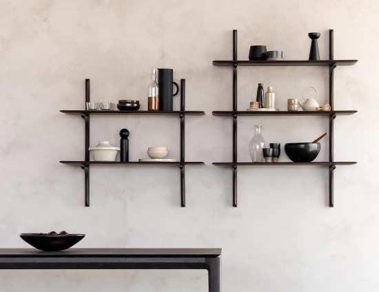 Ethnicraft Wall Shelf Mahogany Dark Brown Lifestyle