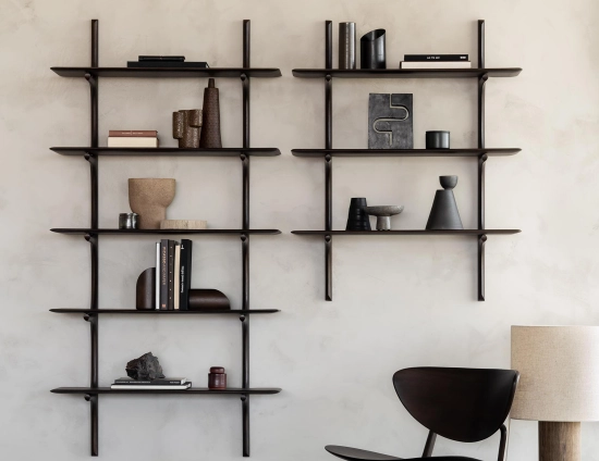 Ethnicraft Wall Shelf Mahogany Dark Brown Lifestyle