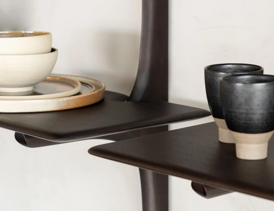 Ethnicraft Wall Shelf Mahogany Dark Brown Lifestyle