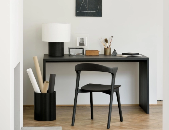 Ethnicraft Roller Max Paper Basket Mahogany Black