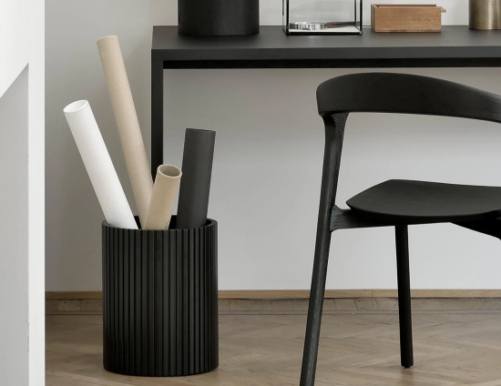 Ethnicraft Roller Max Paper Basket Mahogany Black