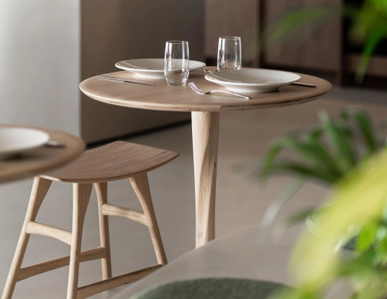 Ethnicraft Torsion Dining Table 127cm Osso Low Stool