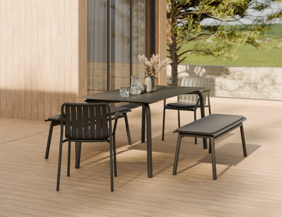 Roku Diningtable 160 Bench Pad Charcoal Charcoal Residential