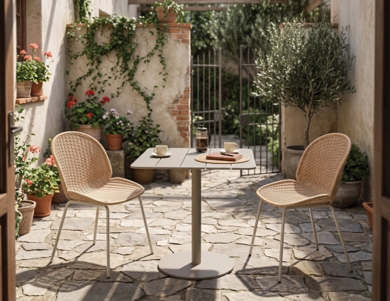 Table And Chairs In Courtyard